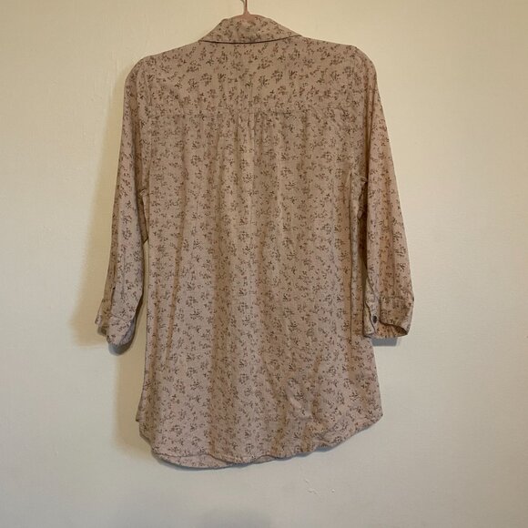 Ruff Hewn | Pink Floral Soft Cotton 3/4 Sleeve Button-Down Top Medium - Picture 5 of 5